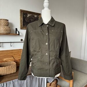 Chico’s Olive Green Women's Jacket Button Up Size 1